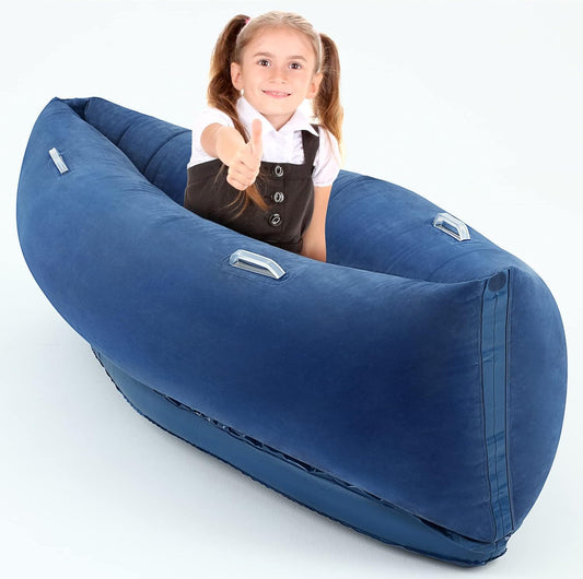 60'' Peapod Sensory Chair for Kids with Autism, Inflatable Sensory Peapod for Children Sensory Toys for Kids Autism for Calm down Corner(Blue, Solid Color Style)