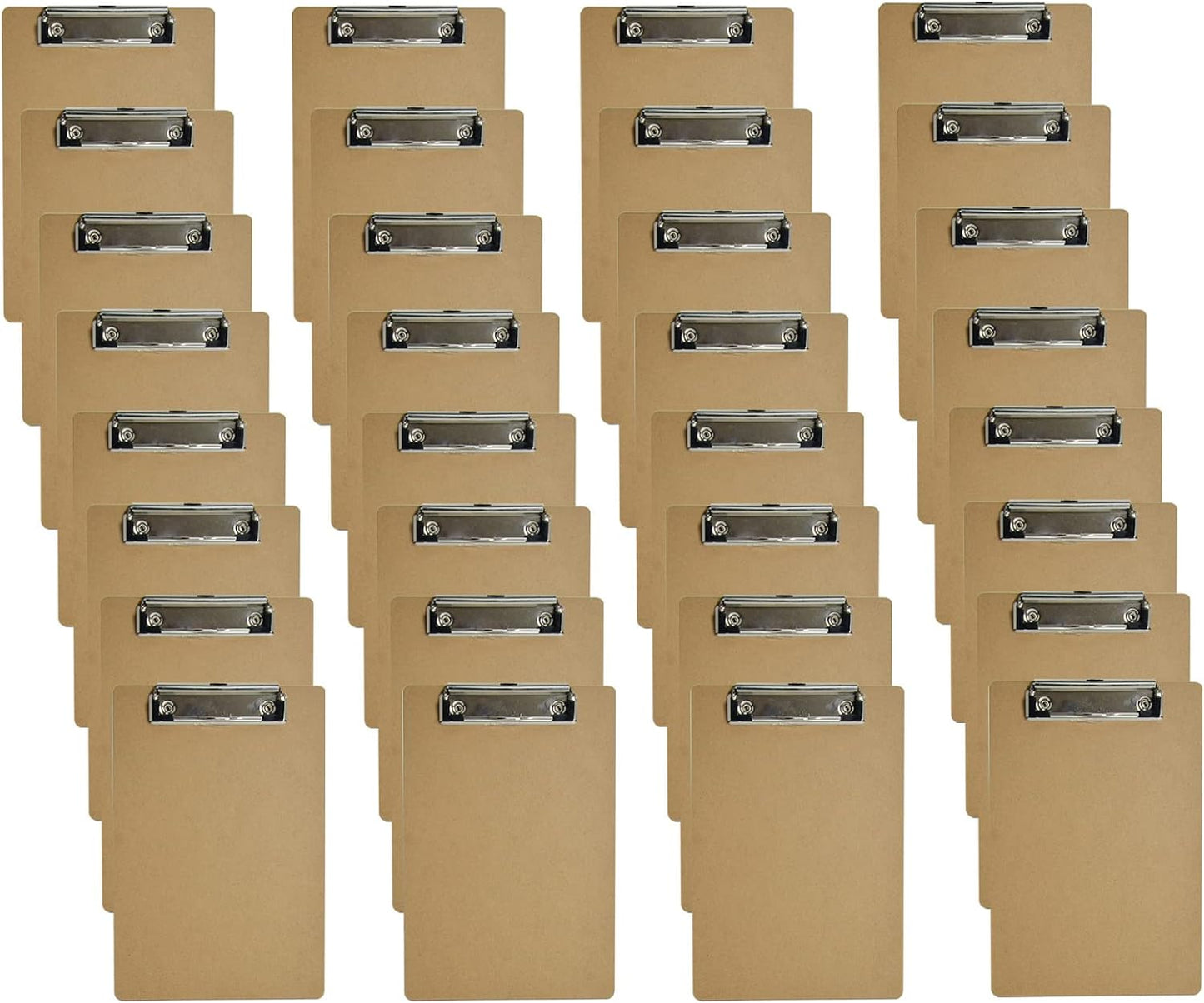 15 Pack Mini Clipboards 6 X 9 Inches Small Eco-Friendly Wood Hardboard A5 Memo Size Low Profile Clip with Hang Tab for Home, Office, School Classroom Supplies, Brown