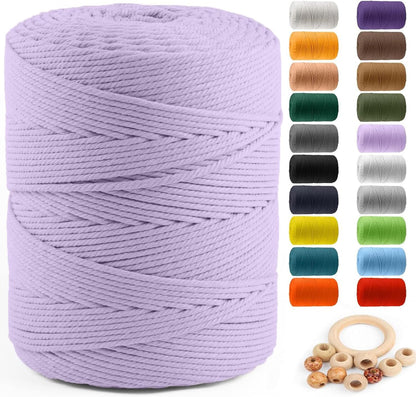 Macrame Cotton Cord 5Mm X 109 Yards,  100% Natural Handmade Colorful 4 Strands Twisted Braided Cotton Rope for Wall Hanging Plant Hangers Gift Wrapping Tapestry DIY Crafts(100M,White)