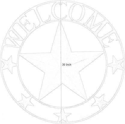 27505 Metal Wall Art Lone Star Boho Home Decor Farmhouse Outdoor Garden Patio Ranch Texas Barn Western Vintage Style Large Circle Welcome 30 Inch Black