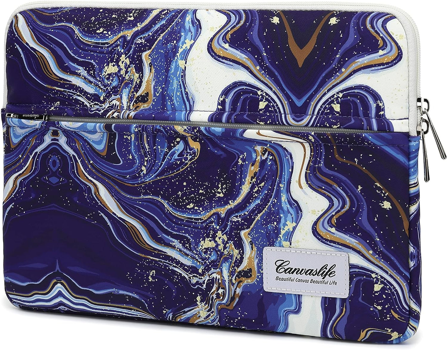 Blue Marble Pattern 13 Inch Canvas Laptop Sleeve with Pocket 13 Inch 13.3 Inch Laptop Case 13.1 Case