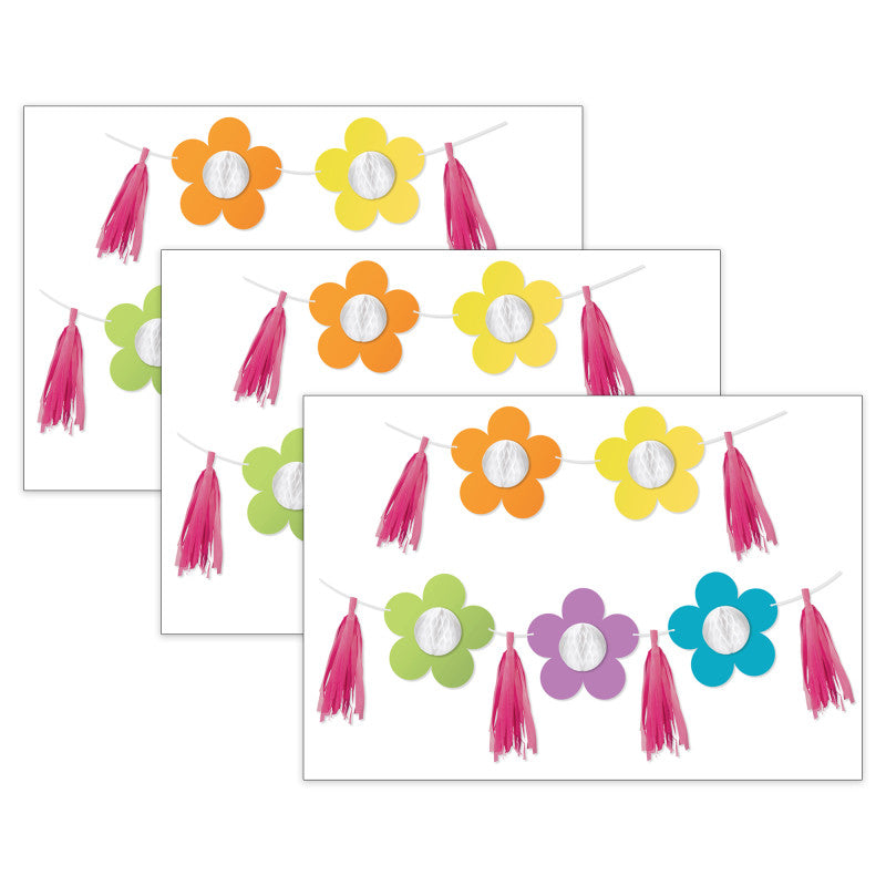 Happily Ever Elementary Retro Remix Flowers and Tassels Dimensional Accents, 3 Packs