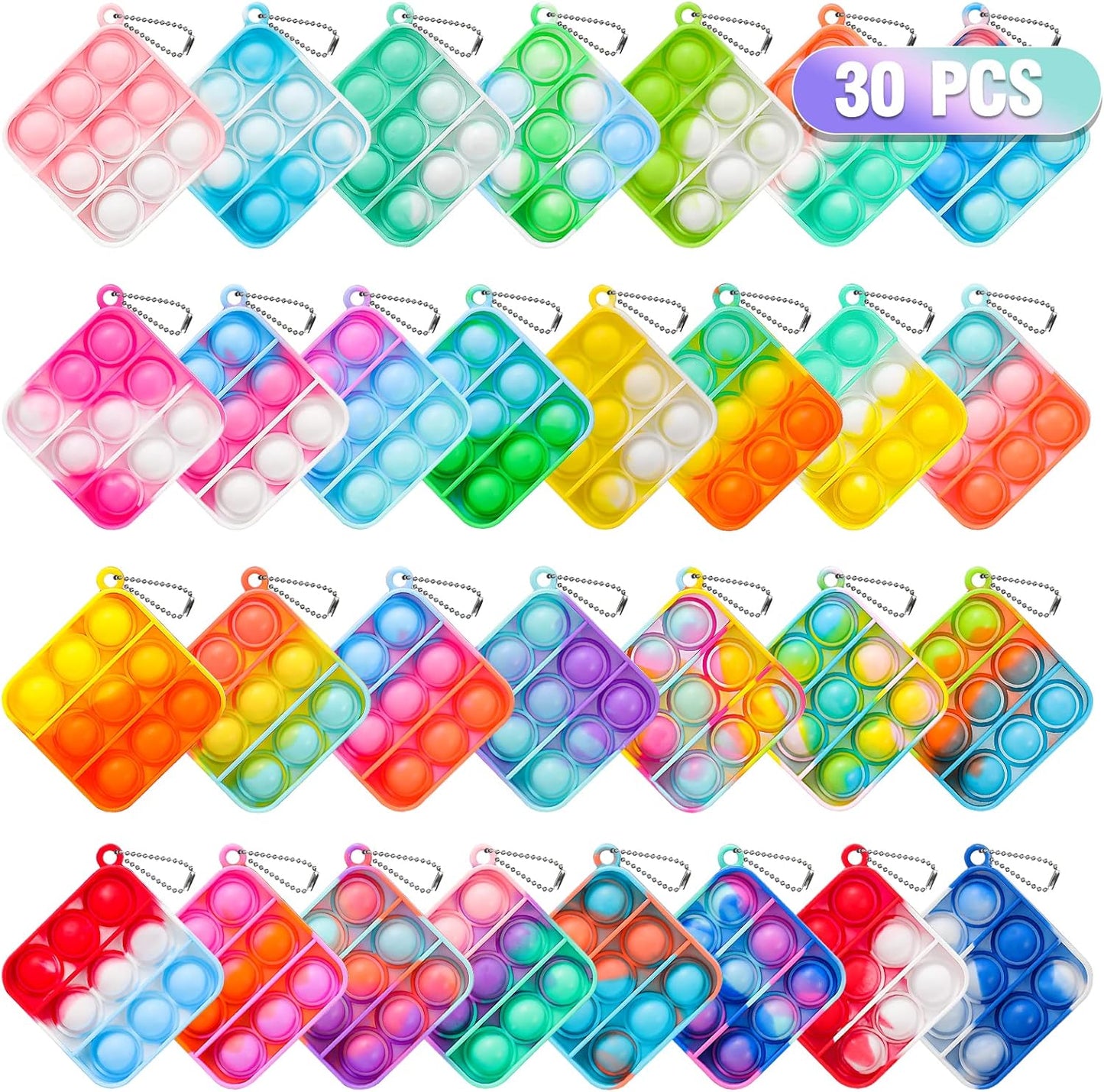 Pop Fidget Toys Bulk Its Kids Party Favors 30 PCS Turtle Toys Mini Pop Keychain It Sensory Fidget Toy Pack Fidgets for Classroom Prizes for Kids Students Carnival Prizes Birthday Goodie Bag Stuffers