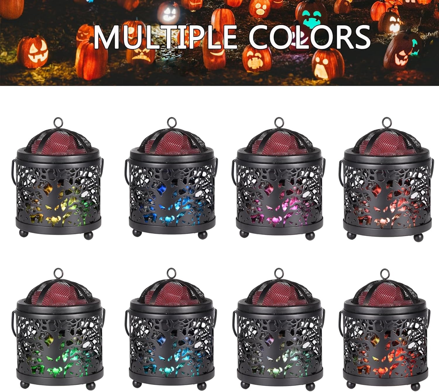 Halloween Candle Wax Warmer, Colorful Skull Aromatherapy Wax Melt Warmer, Metal Electric 4-In-1 Burners for Halloween Interiors, Ideal Present for Family and Friends - Ghost Tree Skulls