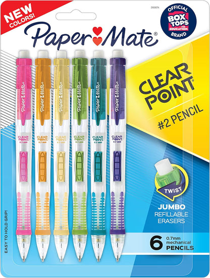 Clearpoint Mechanical Pencils 0.7Mm, HB #2 Pencil Lead, 2 Pencils, School Supplies, Teacher Supplies, Drawing Pencils, Sketching Pencils, Assorted Barrel Colors, 10 Count