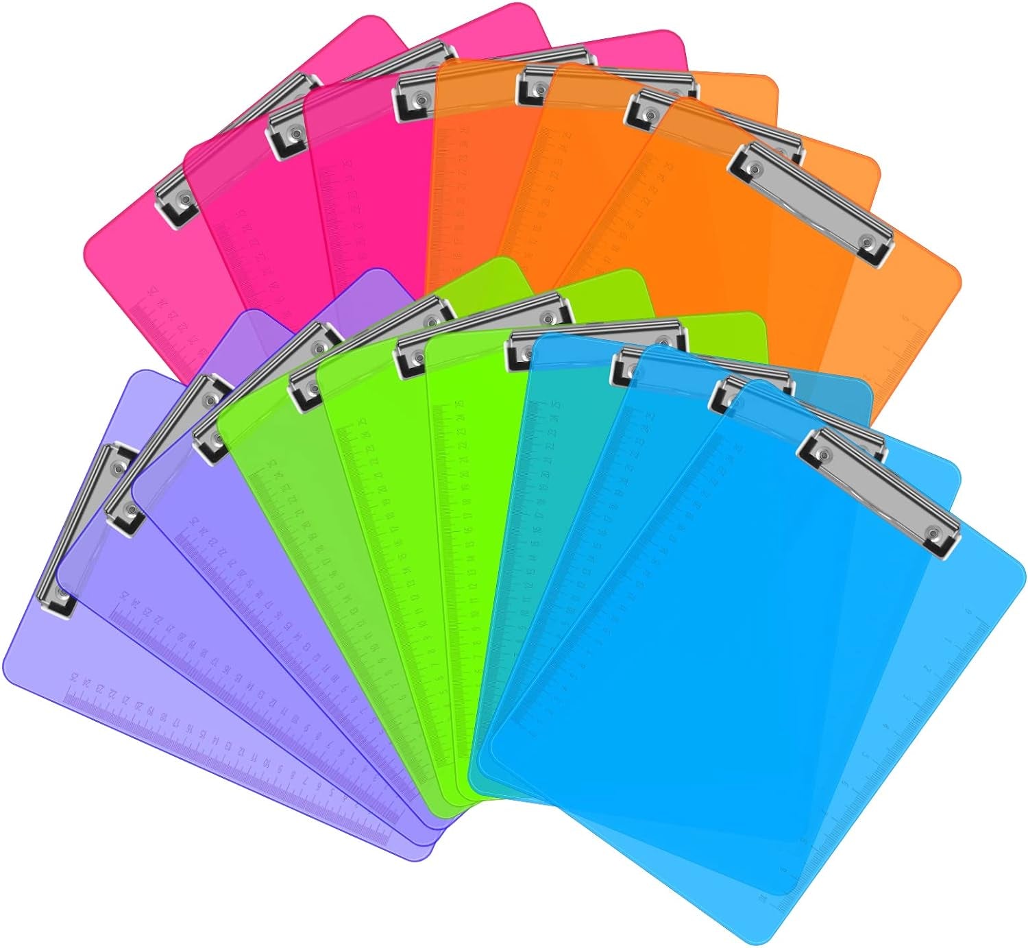 Clipboards,  15 Pack Plastic Clipboards Low Profile Clip Standard A4 Letter Size, Office Supplies Classroom Supplies