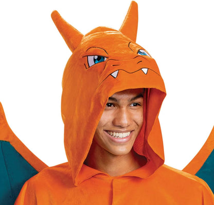 Unisex-Adult Charizard Costume for Adults, Deluxe Official Pokemon Halloween Costume with Hood and Wings