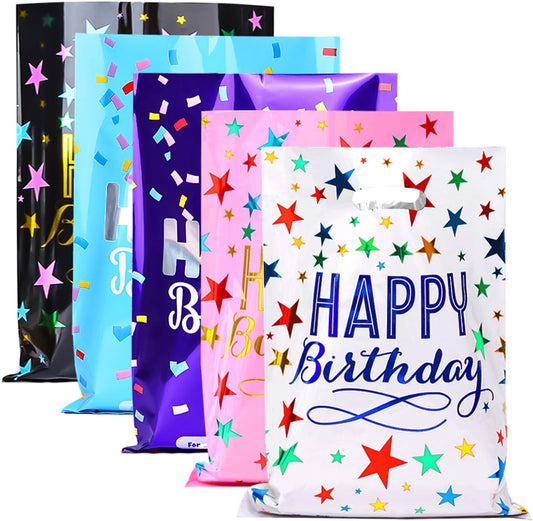 30 Pack Party Favor Bags for Kids Birthday Party Goodie Bags Assorted Colors Gift Bags for Girls & Boys Birthday