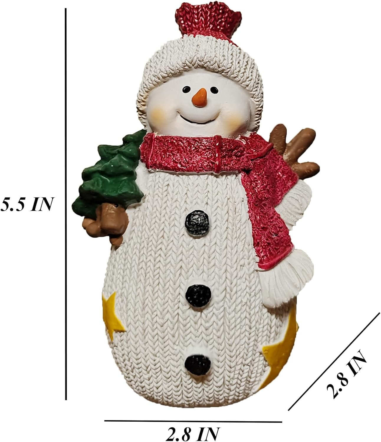 Snowman Christmas Decorations (5.5” H) Figurines Indoor Decor Resin Snow Man Figure Statue Collectibles Home Ornament