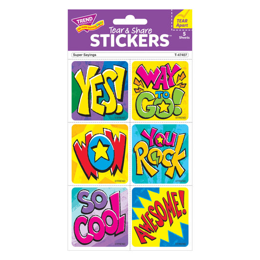 Super Sayings Tear & Share Stickers®, 30 Count