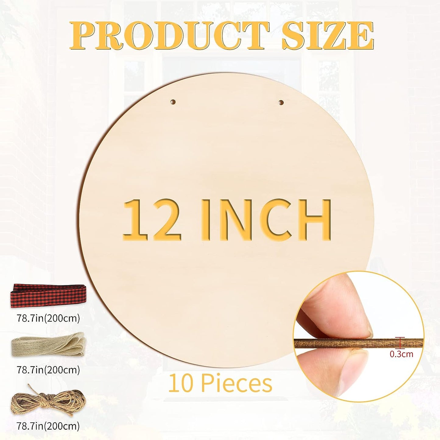 12 Inch Wood Circles for Crafts, 5Pcs Unfinished Wood Crafts, DIY Wood Rounds for Cricut Projects, Door Hanger, Wood Burning, Painting, Independence Day Decor, Holiday Home Decorations (5PCS)