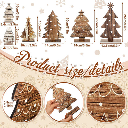 6 Pcs Wooden Christmas Trees Tabletop Decor Rustic Wood Christmas Trees Xmas Centerpieces Table Wooden Signs Farmhouse Table Home Decor for Home Office Farmhouse