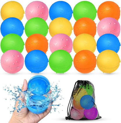 SOPPYCID 12 Pcs Reusable Water Balloons, Pool Beach Water Toys for Boys and Girls, Outdoor Summer Toys for Kids Ages 3-12, Magnetic Water Ball for Outdoor Activities