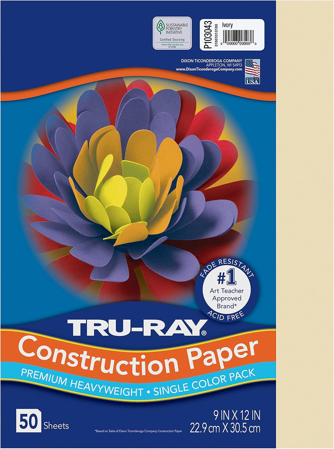 Construction Paper, Ivory, 9" X 12", 50 Sheets