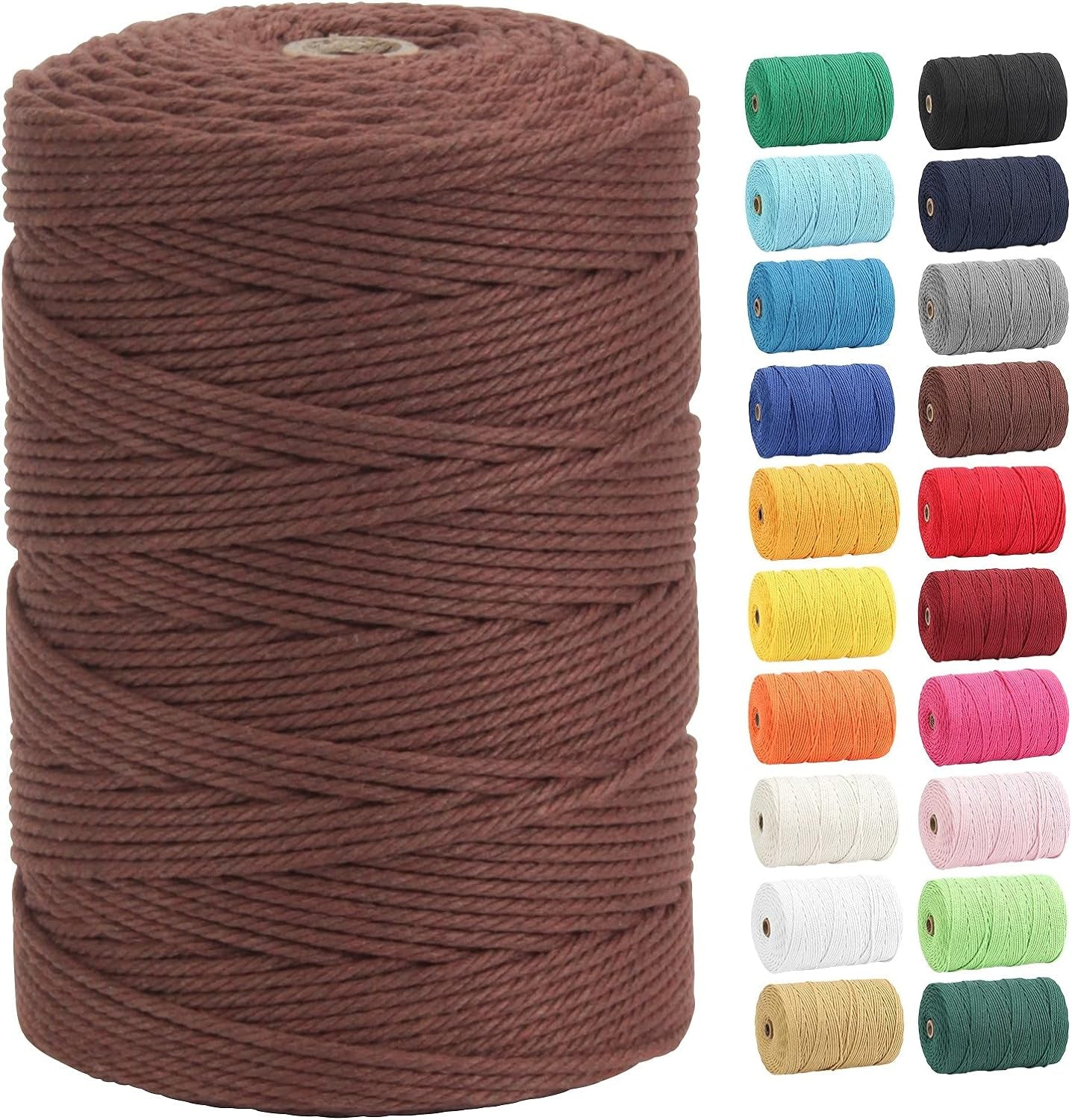 Macrame Cord,  100% Natural Cotton Rope 3Mm X 328 Yards 4 Strand Twisted Macrame Rope Cotton Twine String for DIY Crafts Knitting Dream Catcher Plant Hanger Wedding Decor