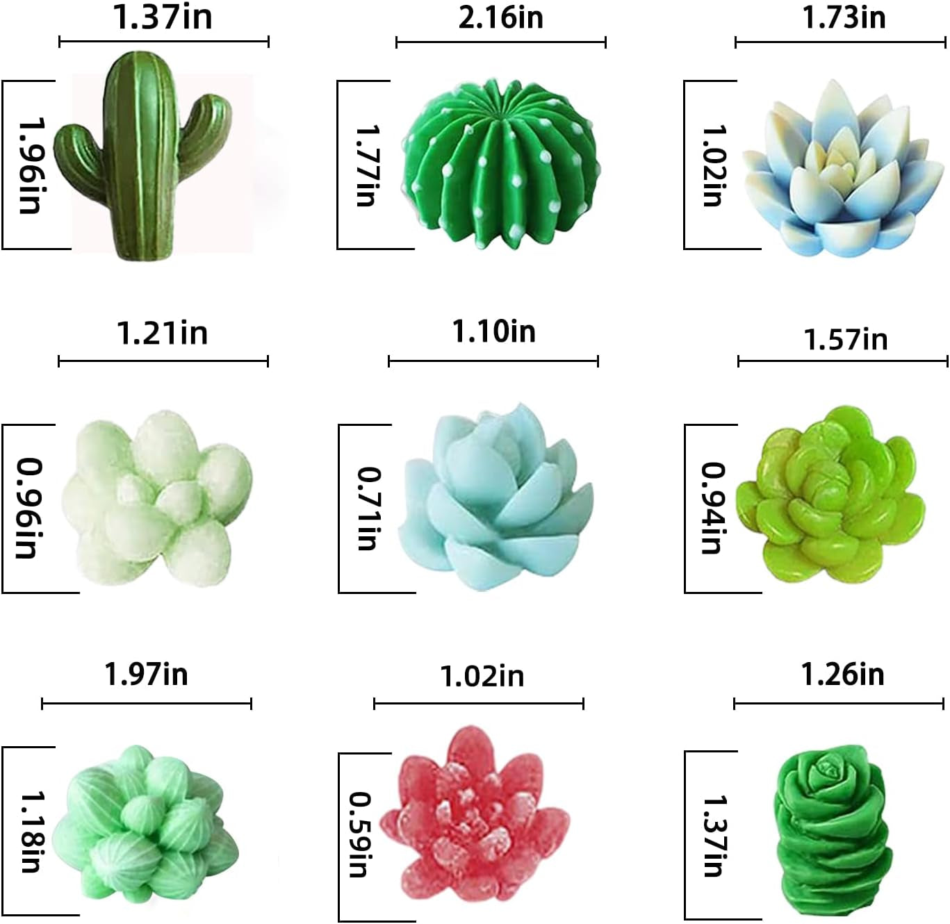 9 Pack Succulent Silicone Mold,Flower Resin Mold,Silicone Candle Molds.3D Cacti Candle Mold Silicone for Scented Candles Soaps Making, Wax, Resin Casting,Soap Cake Dessert Mousse Mold (A)