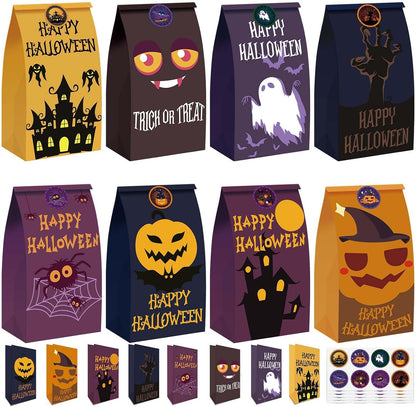 Halloween Treat Bags, 40 Pcs Paper Halloween Bags Trick or Treat Gift Bags Bulk, Small Halloween Treat Candy Goodies Bags for Kids