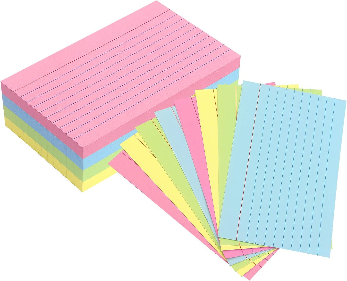 Ruled Index Cards Pastel Colored Index Flash Cards Note Cards for Studying, Home and Office Flashcards, 3 X 5 Inch, 180-Count