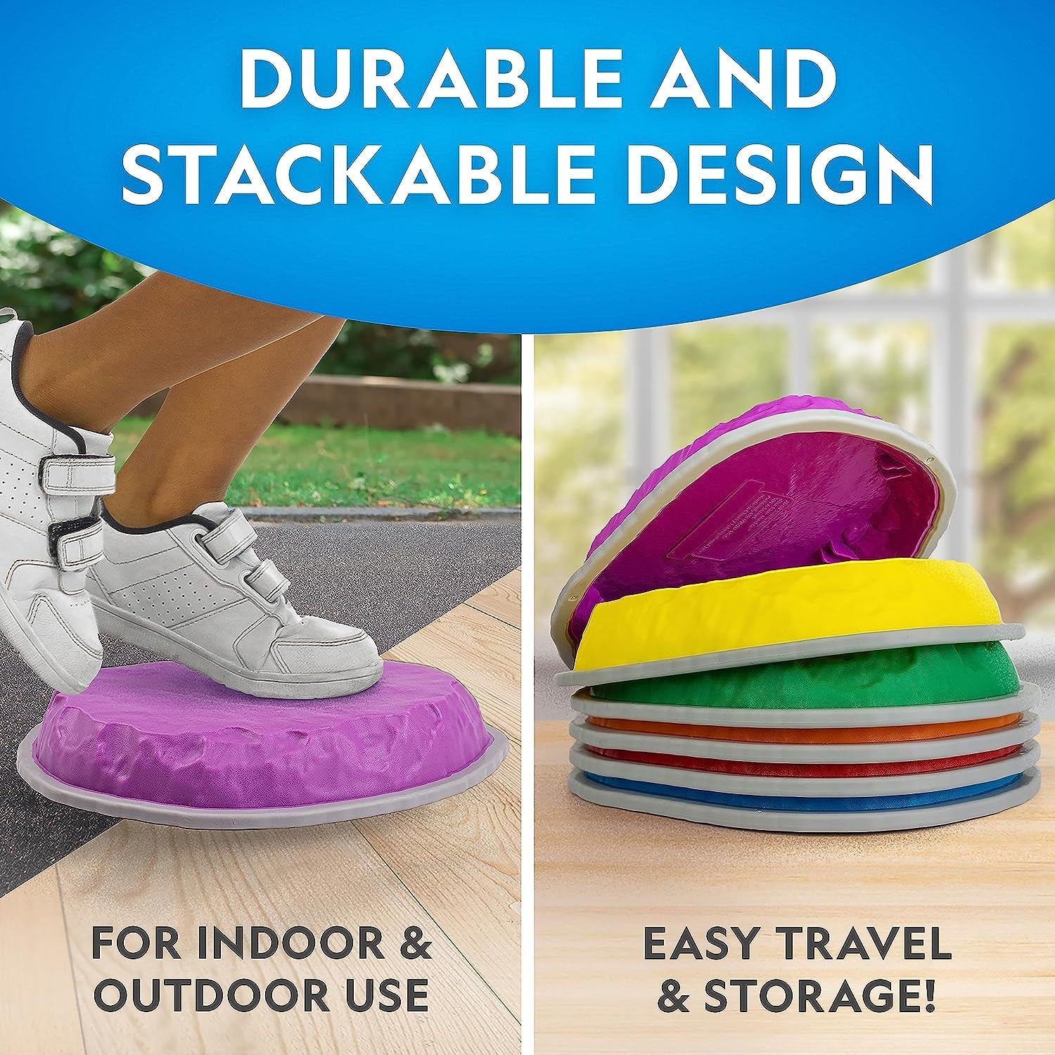 Stepping Stones for Kids – Durable Non-Slip Stones Encourage Toddler Balance & Gross Motor Skills, Indoor & Outdoor Toys, Balance Stones, Obstacle Course (Amazon Exclusive)