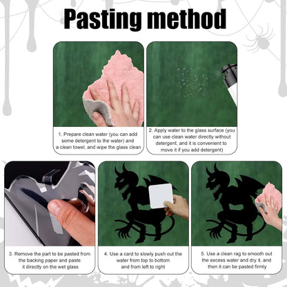 9 Sheets Halloween Decorative Window Stickers, Spooky Monster Window Sticker Halloween Horror Window Decals Scary Halloween Window Clings for DIY Door Home Party Decor (Style 1)