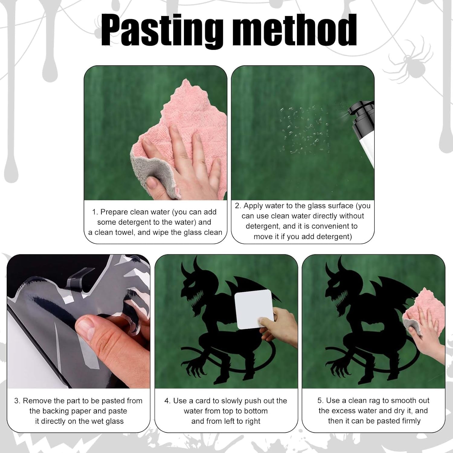 9 Sheets Halloween Decorative Window Stickers, Spooky Monster Window Sticker Halloween Horror Window Decals Scary Halloween Window Clings for DIY Door Home Party Decor (Style 3)