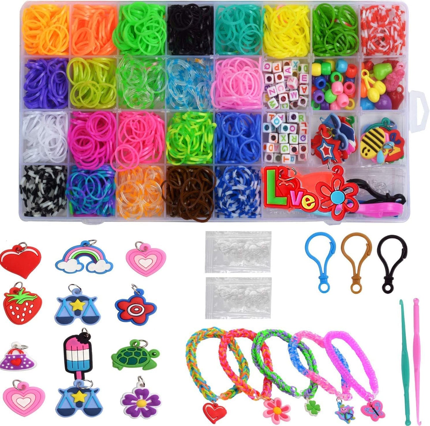 2500+ Rubber Band Bracelet Kit, Loom Bracelet Making Kit for Kids, Rubber Bands Refill Loom Set, Loom Bands Kit,Friendship Bracelet Girls Creativity Birthday Gift Kits