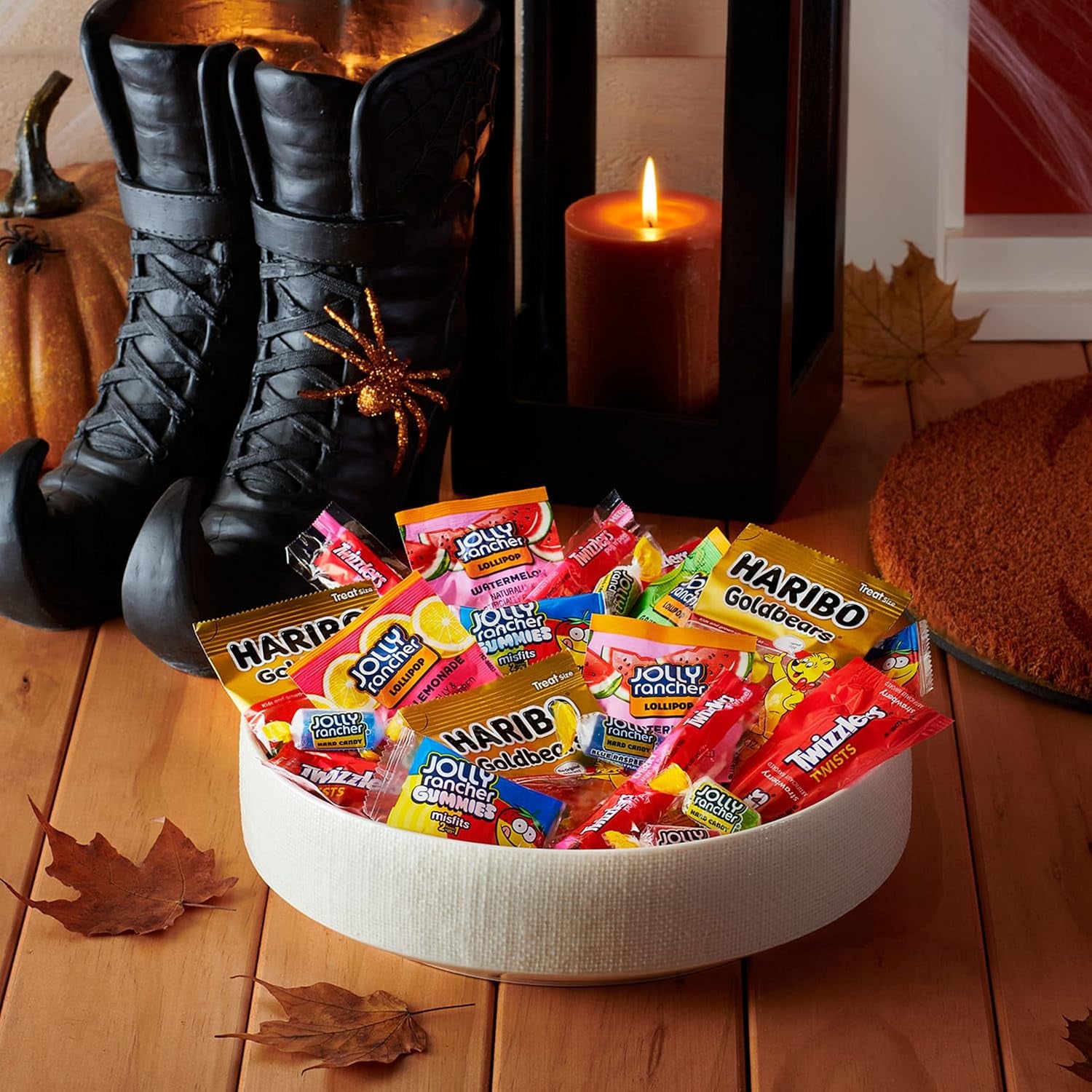 HARIBO, JOLLY RANCHER and TWIZZLERS Assorted Fruit Flavored, Halloween Candy Bag, 25.23 Oz (85 Pieces)