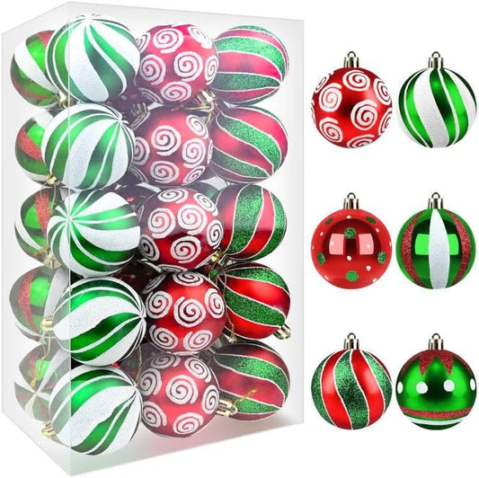 Christmas Balls Ornaments for Xmas Tree- 30Pcs Shatterproof Christmas Tree Decorations, 2.36" Hanging Balls Muti-Color Christmas Ball Ornaments Set for Holiday Party Decoration