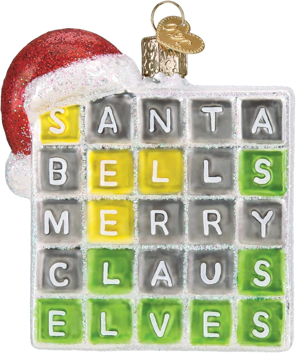 Merry Words Glass Blown Ornament for Christmas Tree