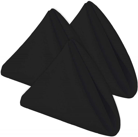 [24 Pack Black] 100% Polyester Soft Durable Washable Cloth Table Napkins 17 x