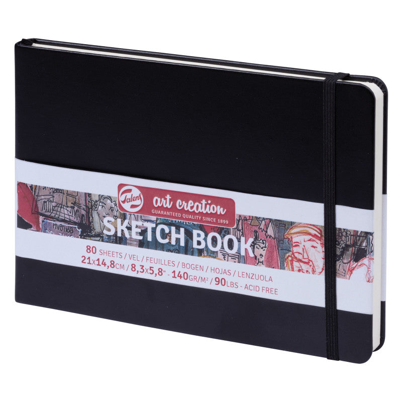 Sketchbook, 80 Sheets, 90lbs, Black Cover, 8.3" x 5.8" (A5)