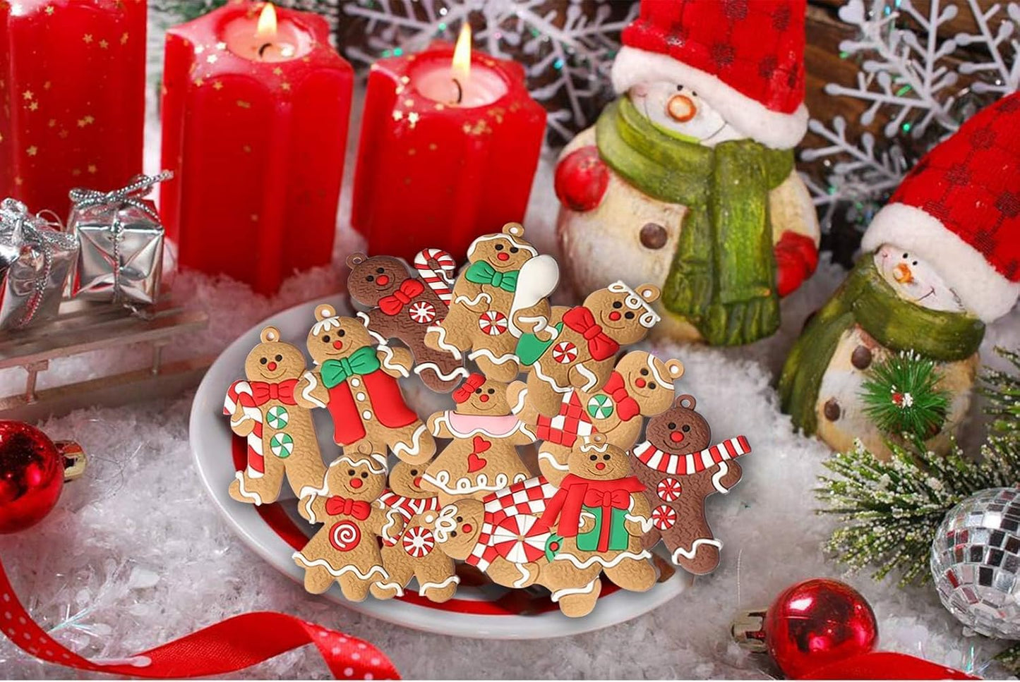 12-Pack Plastic Gingerbread Man Christmas Tree Ornaments - 3 Inch Holiday Decorations