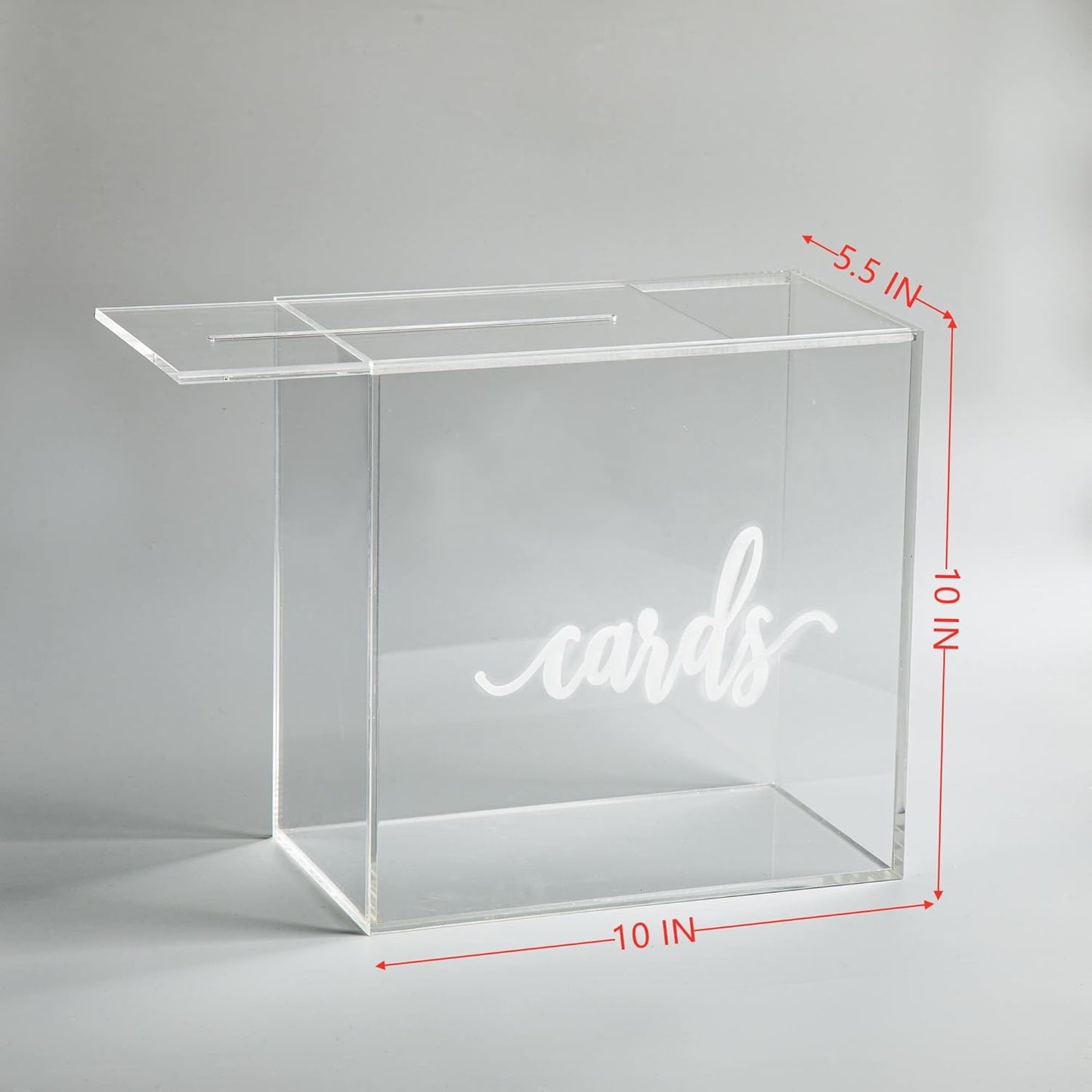 10” Acrylic Card Box - Wedding Card Box for Reception, Birthday, Party, Money Box, Wishing Well, Graduation Party, Elegant Large Clear Card Box-Acb001