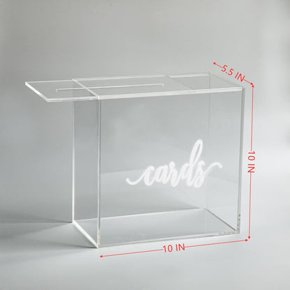 10” Acrylic Card Box - Wedding Card Box for Reception, Birthday, Party, Money Box, Wishing Well, Graduation Party, Elegant Large Clear Card Box-Acb001