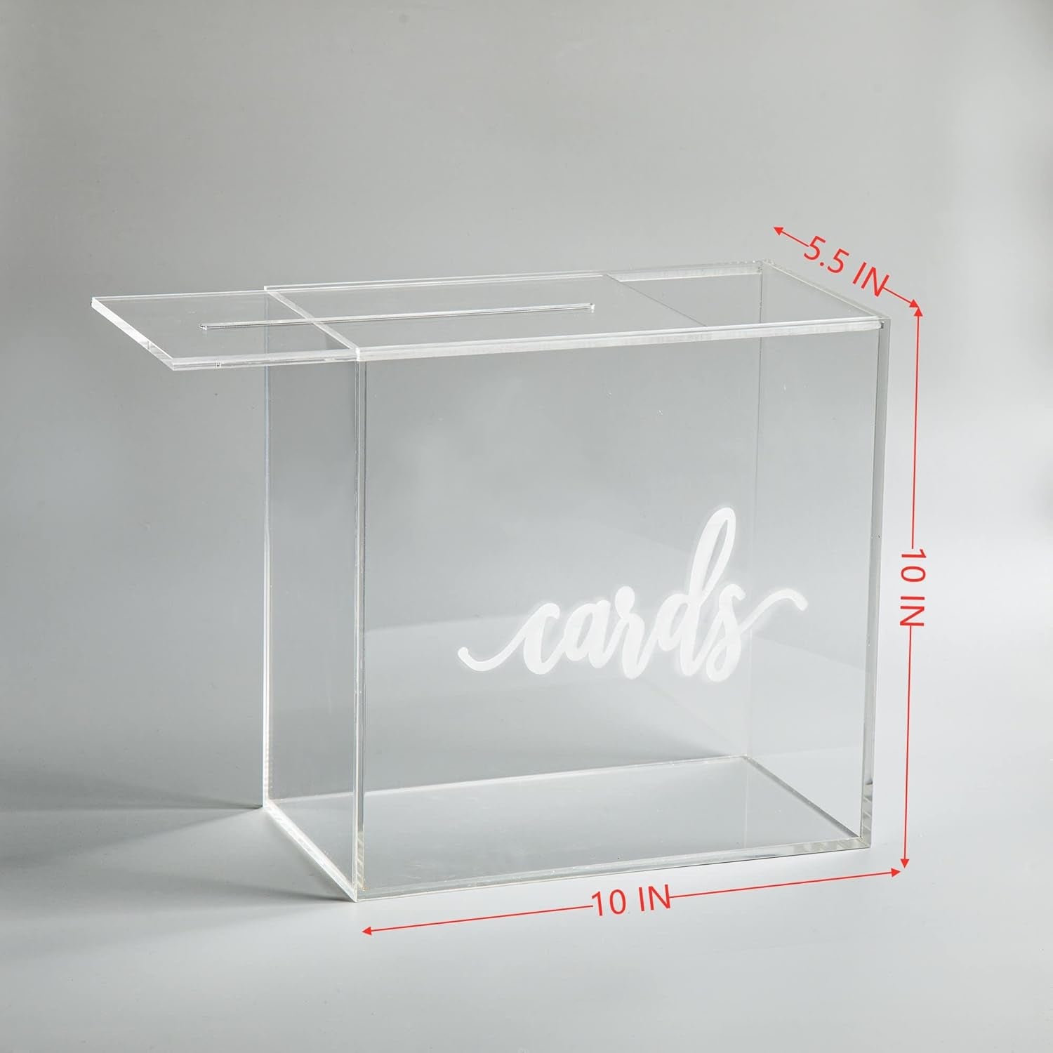 10” Acrylic Card Box - Wedding Card Box for Reception, Birthday, Party, Money Box, Wishing Well, Graduation Party, Elegant Large Clear Card Box-Acb001-Black-Wz