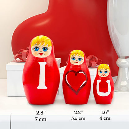 AEVVV Valentines Day Nesting Dolls Set of 3 pcs   Valentines Day Decor   I Love