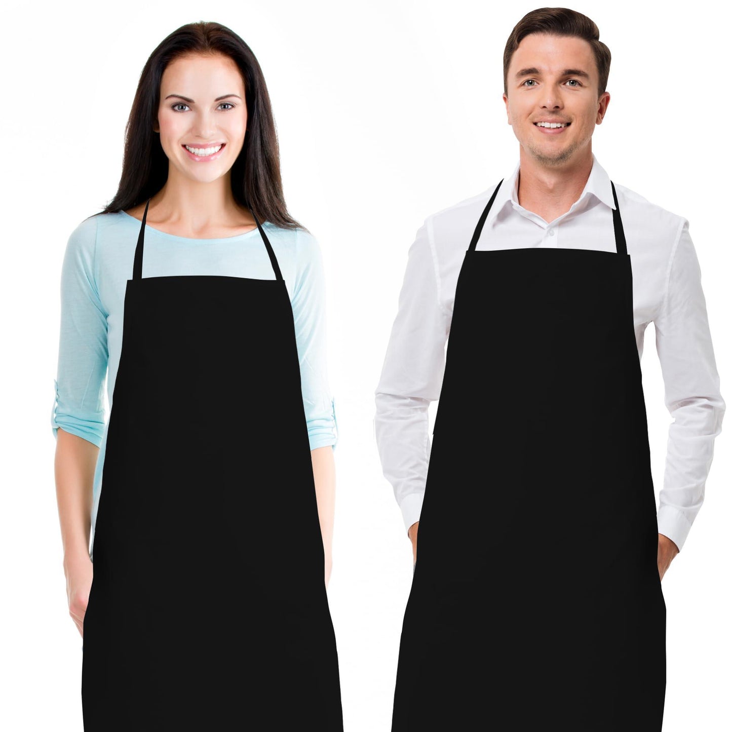 White Classic Black Aprons for Adults   Commercial Chef Apron Kitchen Aprons