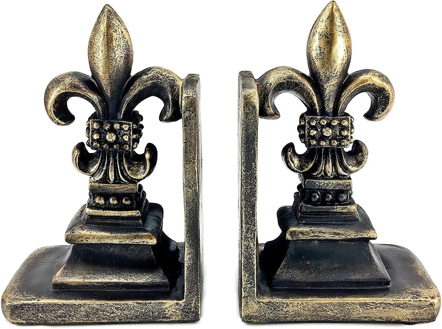 25600 Decorative Bookends Fleur De Lis Unique Vintage Antiques Heavy Library Book Holder Bookshelf Support Home Decor 9 Inch