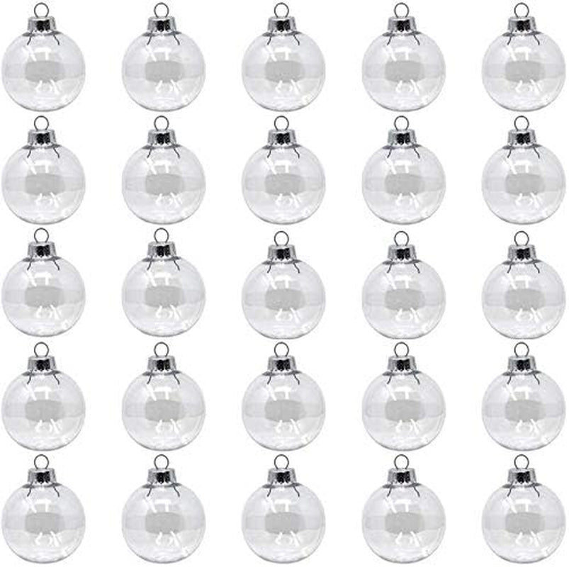 ® - Bulk Value Pack of 25 Pcs - 67Mm (2-5/8 Inch) round Clear Plastic Ball Ornaments - Great for Crafting DIY Christmas Ornaments