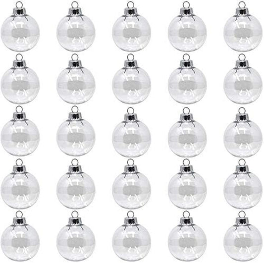 ® - Bulk Value Pack of 25 Pcs - 67Mm (2-5/8 Inch) round Clear Plastic Ball Ornaments - Great for Crafting DIY Christmas Ornaments