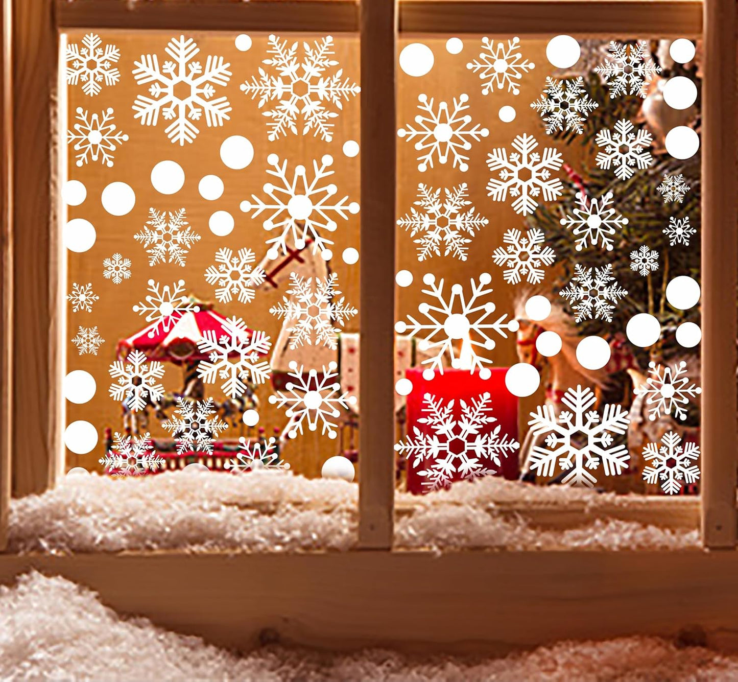 321Pcs Christmas Window Clings for Glass Windows 9Sheets Christmas Window Decals Snowflakes Christmas Decorations Christmas Window Stickers for Kids Holiday Window Clings Winter Decorations