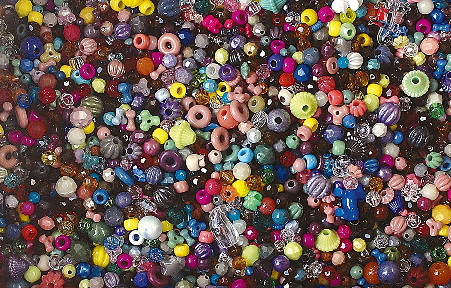 Bonanza 5LB of Mixed Craft Beads, Sizes, Plastic, Round, Multicolor