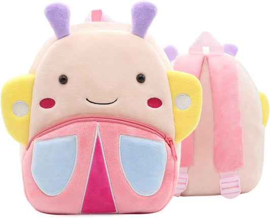 Toddler Backpack for Boys and Girls, Cute Soft Plush Animal Cartoon Mini Backpack Little for Kids 2-6 Years (Butterfly)
