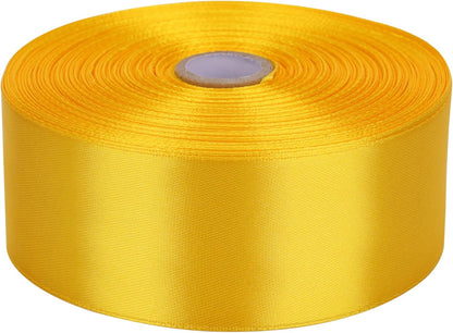 1-1/2 Inch Yellow Satin Ribbon 50 Yards Solid Fabric Ribbons Roll for Wedding Invitations, Bridal Bouquets, Sewing, Party Decorations, Gift Wrapping and More