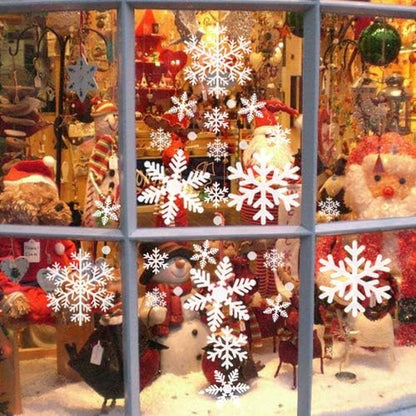 300+Pcs Snowflake Window Clings Christmas Decorations Snowflakes Window Decals - White Snowflake Decorations Winter Window Clings Snow Decals (8 Sheets)