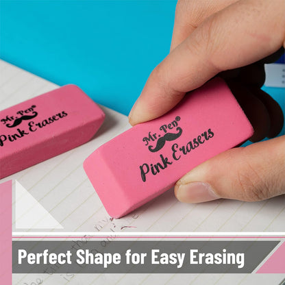 Pink Pencil Erasers, Large, Pack of 12