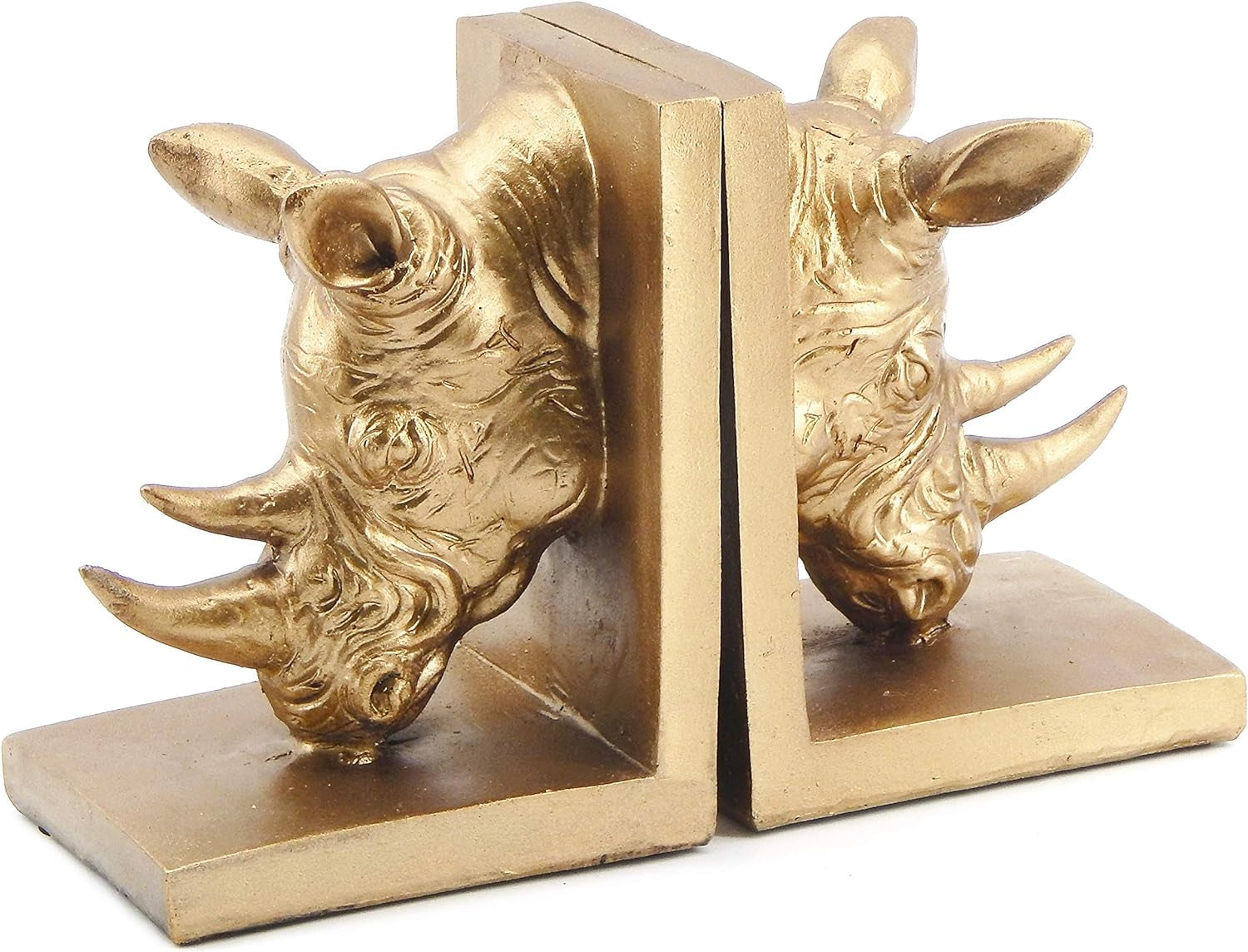 Rino Decorative Bookend the Cool Rinocer Vintage Style Rhino Golden Statues Bookshelves Home Decor 7 Inch Retro Book Ends Industrial Rustic