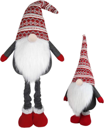 Large Standing Christmas Gnomes, 40 Inch Swedish Tomte Large Gnome Stuffed Plush with Retractable Spring Legs Knitted Hat Scandinavian Christmas Decorations Ornaments Holiday Home Decor