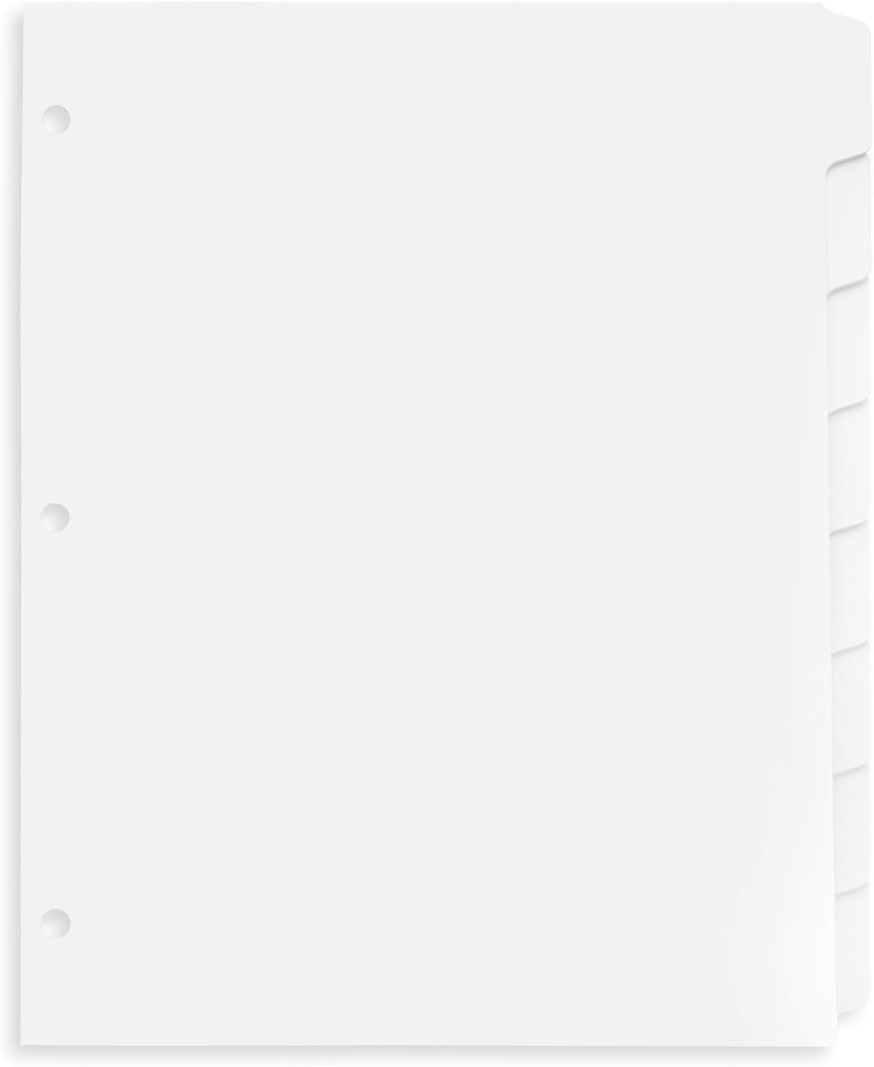 Blue Summit 3 Ring Binder Dividers with Reinforced Edge, 1/8 Cut Tabs, 96 Dividers, Letter Size, 3 Hole Punch Section Index Dividers for Binders, White, 12 Sets