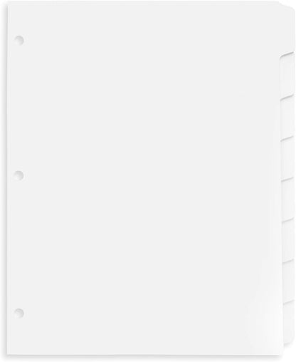 Blue Summit 3 Ring Binder Dividers with Reinforced Edge, 1/8 Cut Tabs, 96 Dividers, Letter Size, 3 Hole Punch Section Index Dividers for Binders, White, 12 Sets